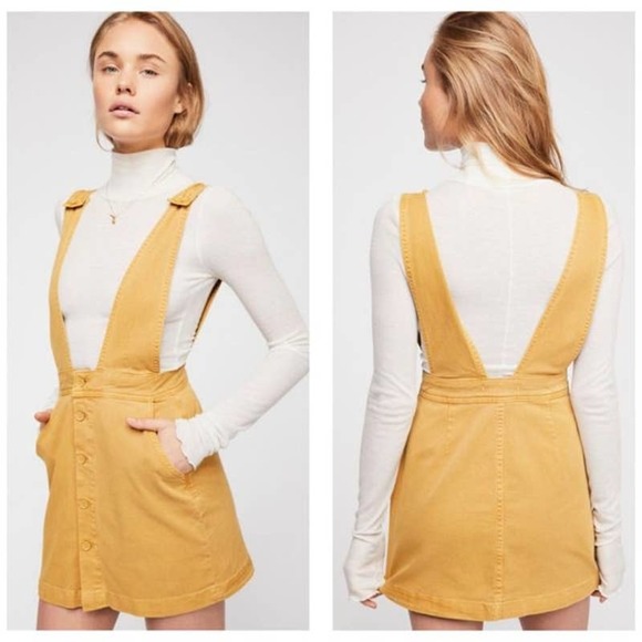 Free People Dresses & Skirts - Free People Mallory Jumper Skirt Overall in Mustard